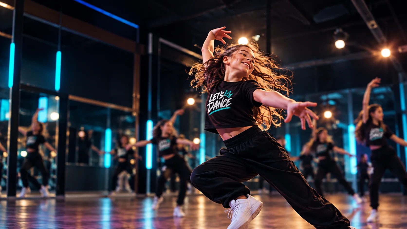 Alumna de Let's Dance bailando en la academia